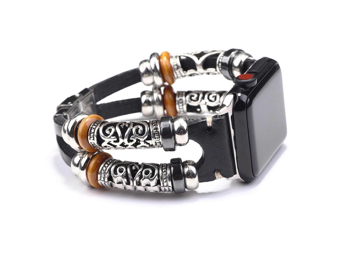 Pulseira De Relógio Longa De 7,28 Polegadas, Pulseira De Substituição Elegante E Delicada Em Liga De Couro Sintético, 42/44 Mm Preta Olysi Shop