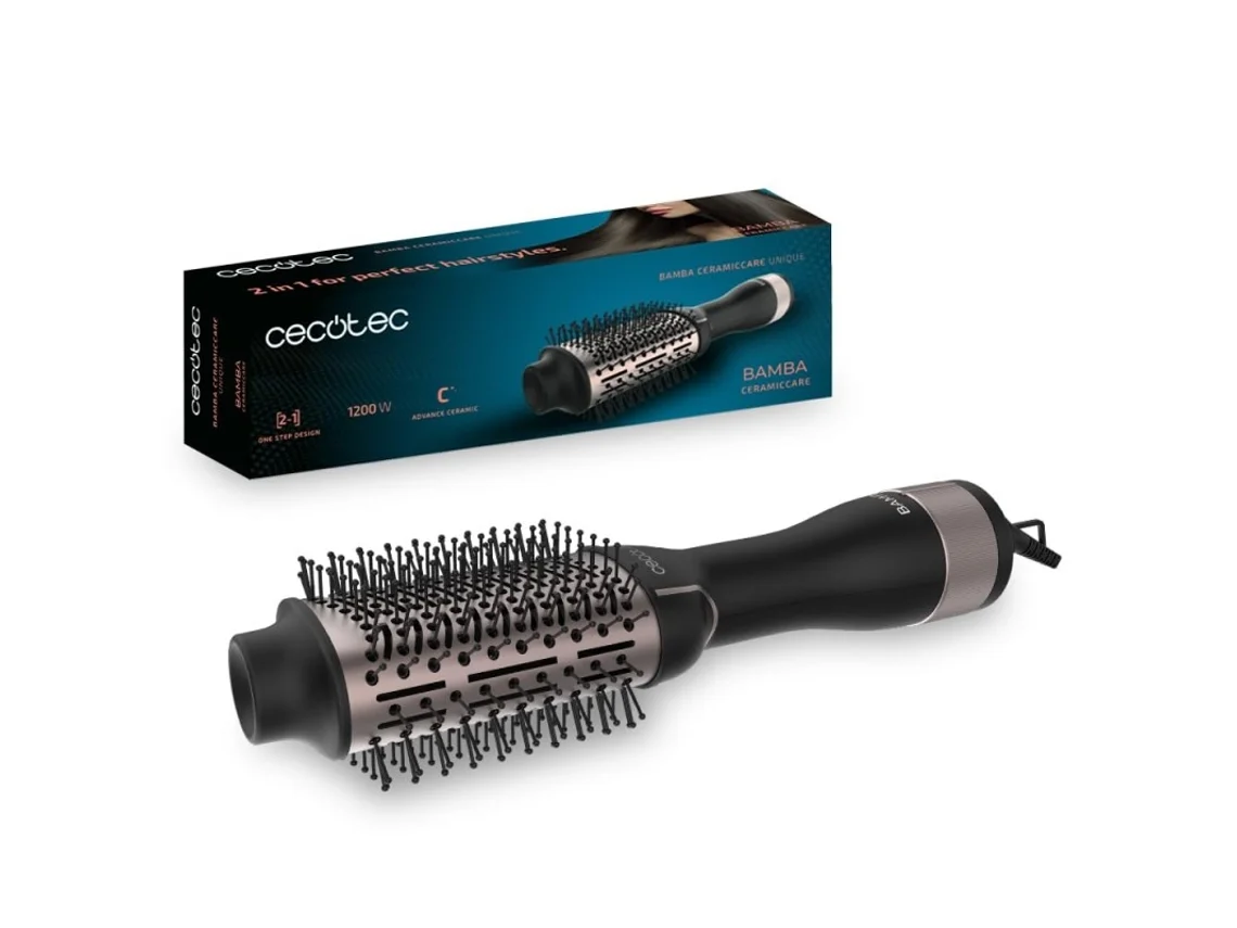 Escova Secadora Volumizadora com Revestimento Cerâmico 1200W de Potência 2 Velocidades e 3 Temperaturas CECOTEC