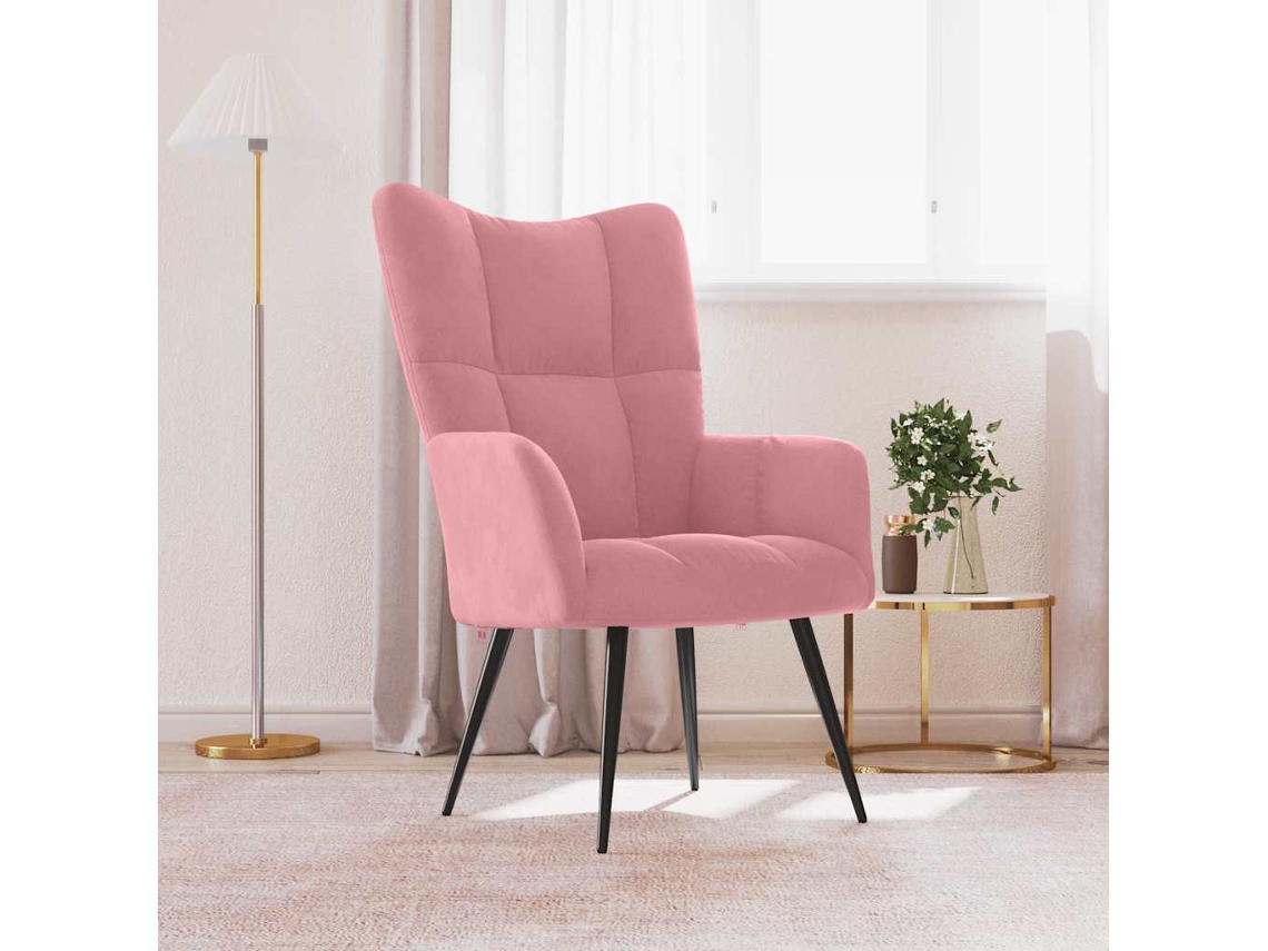 Vidaxl Cadeira De Descanso Veludo Rosa