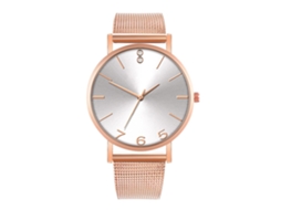 Reloj De Cuarzo De Pareja Con Correa De Malla Fashion Estilo Casual Simple (blanco Oro Rosa)
