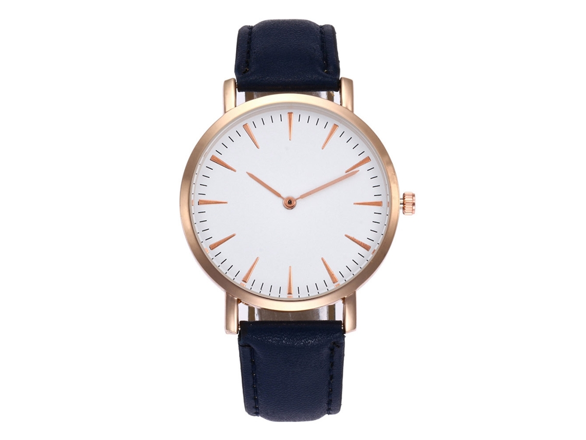 Relógio de quartzo com pulseira de couro, novo estilo, simples e moderno, azul.