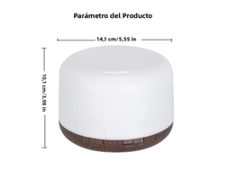 Difusor de óleos essenciais com luz noturna, umidificador USB, acabamento em madeira escura | MDUG