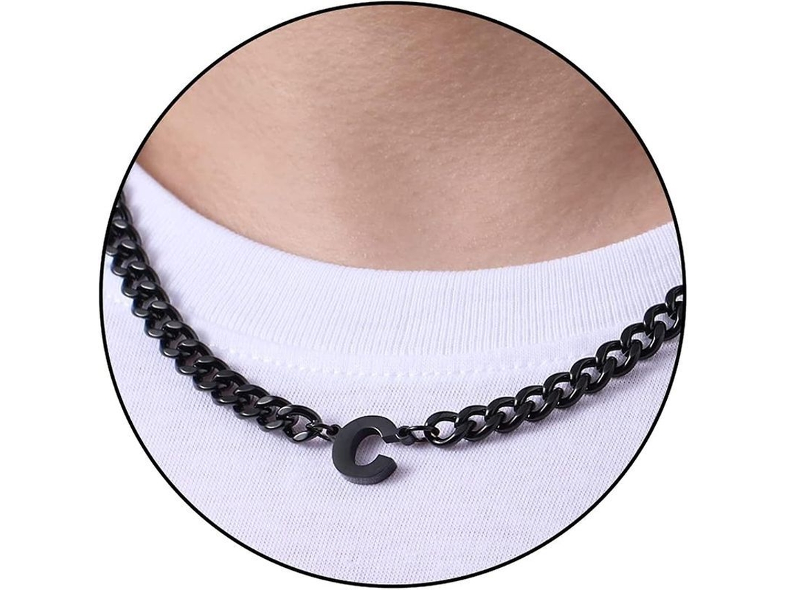 Colar de corrente cubana 2026 com iniciais de A a Z em aço inoxidável, 6,5 mm de diâmetro, 45,7 cm + 5 cm de comprimento, joia ideal para presente para homens, mulheres e crianças.