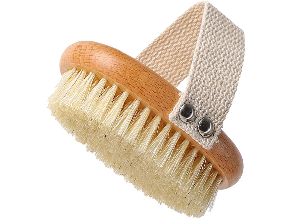 Escova De Banho Com Cerdas Naturais Javali Para Esfoliação E Limpeza Profunda Do Corpo, Escova Macia Para Relaxamento E
