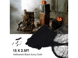 Pano Assustador Preto 15x2.5ft para Halloween Decor Janelas Entradas Casa Festa Terror