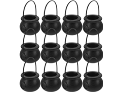 Artibetter Conjunto De 12 Mini Caldeirões De Plástico Preto Para Festa De Halloween 7cm,