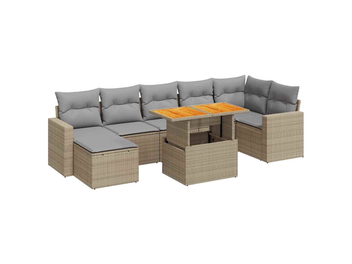Conjunto de 8 Sofás para Jardim com Almofadões Vime Pe Bege MAISON EXCLUSIVE (8 pcs)
