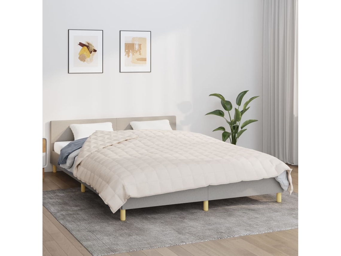 Vidaxl Manta Pesada 15 Kg 220x240 Cm Tecido Creme-claro