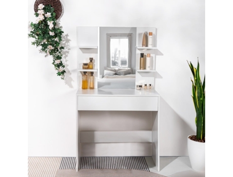Móvel de Maquilhagem Portátil Branco com Espelho e Gaveta Aida LLB LIVING LIFE BED