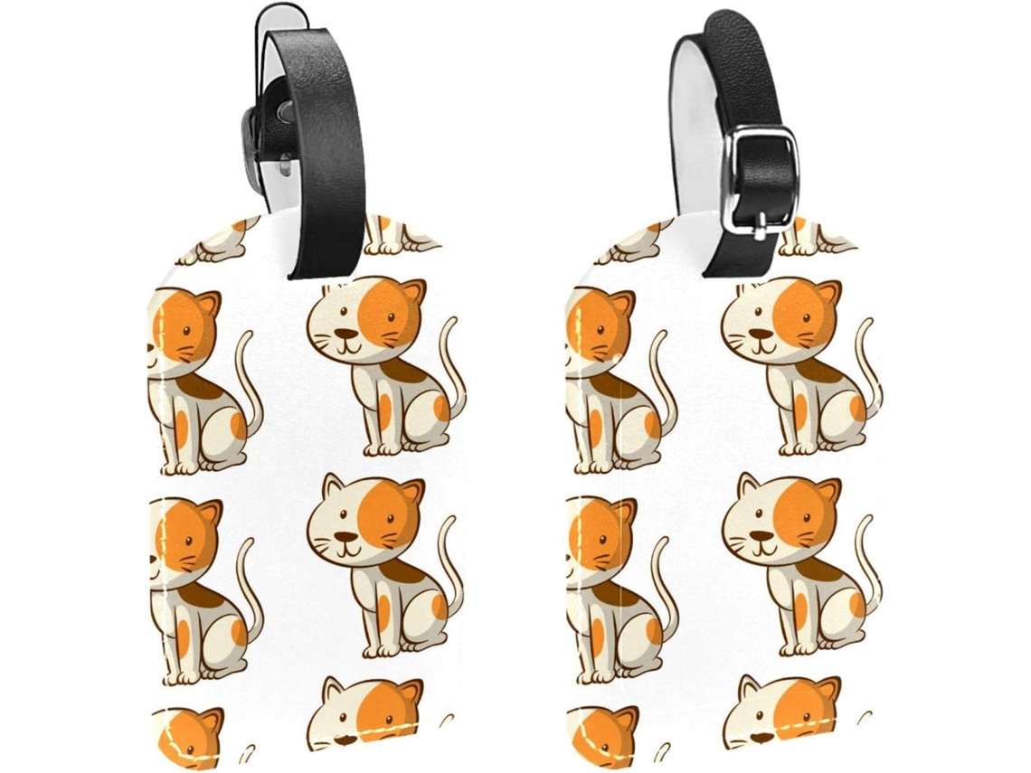 Conjunto De 2 Etiquetas Malas Viagem Masculinas Sem Costura Design Fofo Gato Poliuretano