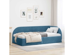 Vidaxl Estrutura De Cama De Canto Azul 90 Cm X 200 Cm Veludo