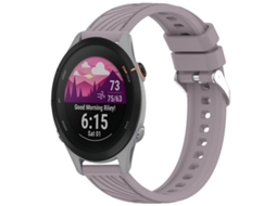 Bracelete Para Garmin Forerunner 255s (18mm) - Silicone - Textura Listrada - Fivela De Aço Prate Roland Purple
