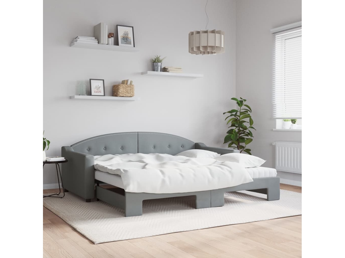Vidaxl Sofá-cama C/ Gavetão E Colchões 90x190 Cm Tecido Cinzento-claro