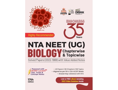 Livro 35 Years Nta Neet Biology Chapterwise amp Topicwise Solved Papers with Value Added Notes de Disha Experts (Inglês)