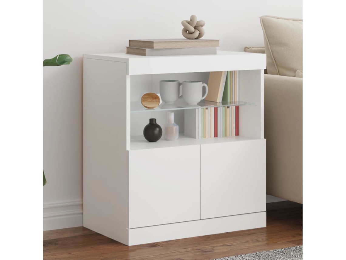 Vidaxl Aparador Com Luzes Led 60x37x67 Cm Branco