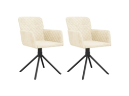 Maison Exclusive - Cadeiras De Jantar Giratórias 2 Pcs Veludo Cor Creme