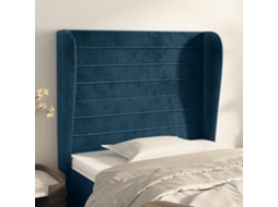 Vidaxl Cabeceira Cama C/ Abas Veludo 83x23x118/128 Cm Azul-escuro