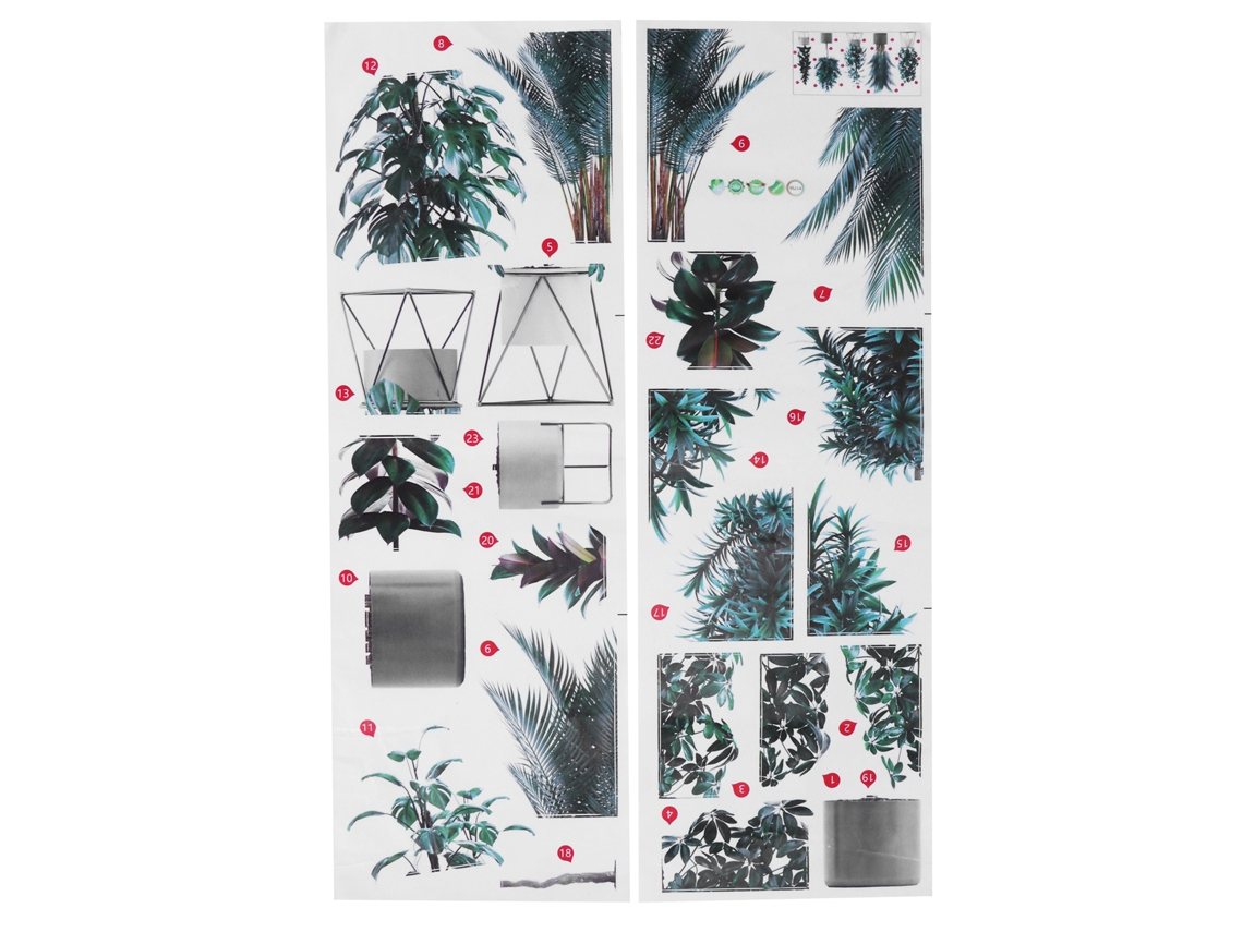Decalques de Parede com Padrão de Plantas Verdes LAXISCREED