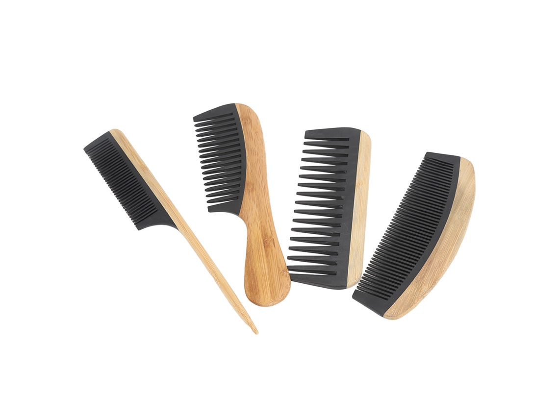 2026 set de 4 Pentes Antiestáticos para Estilizar Cabelo Homem e Mulher de Bambu