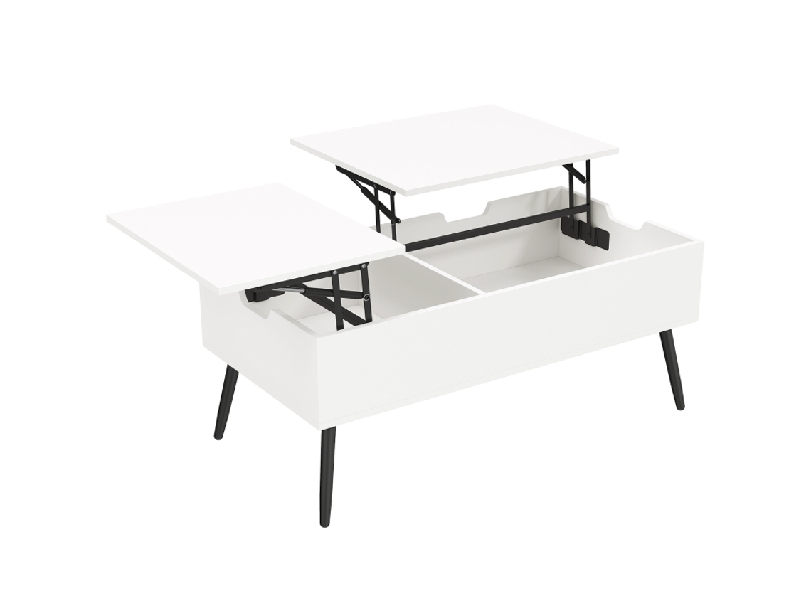Mesa Centro Elevatória Com Arrumação Oculta 100x50 Cm Branca Sala