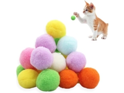20 Bolas De Pelúcia Para Gatos, Macias, Brinquedos Interativos Internos, Treino Multicolorido (3 Cm), Ideal Para Crianças, Educativo, Dur...