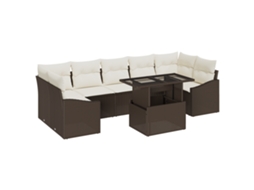 Conjunto 8 De Sofá Jardim  Vidaxl Castanho E Creme