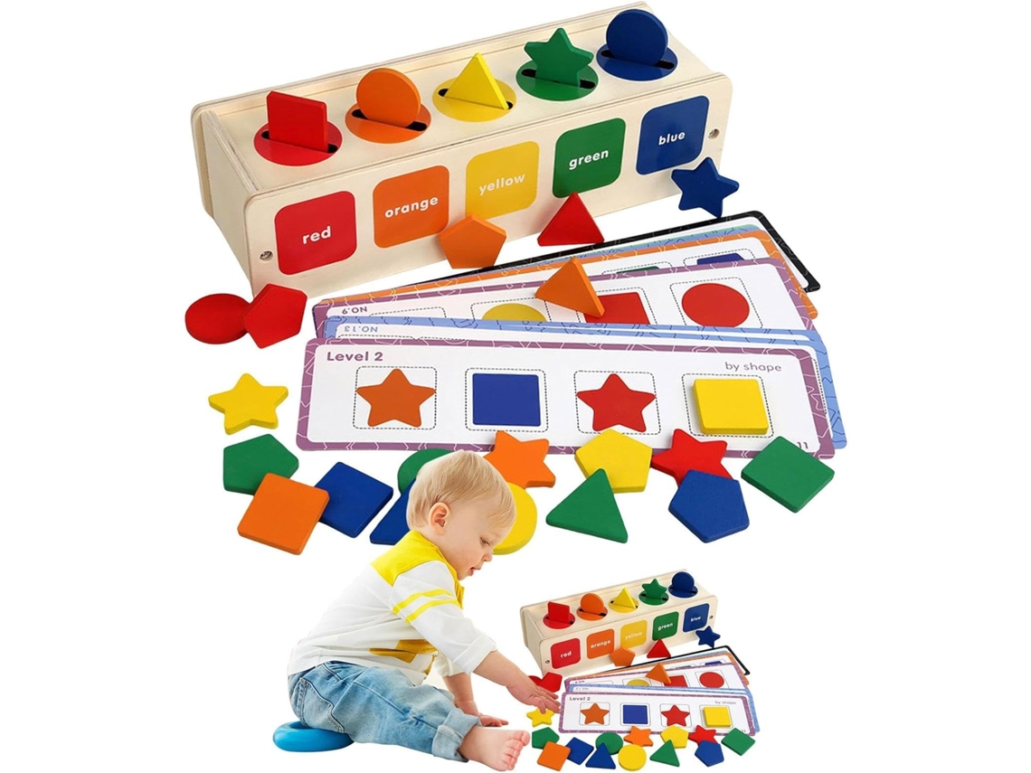 Brinquedo De Associação Cores E Formas - Jogo Madeira Para Treinar O