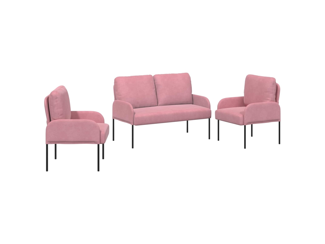 Maison Exclusive - Conjuntos De Sofás 3 Unid. Rosa Contraplacado
