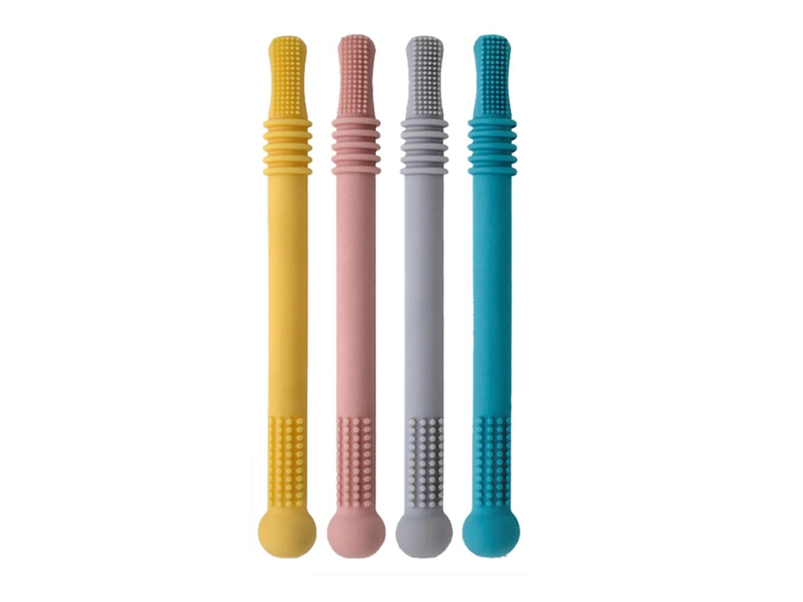Mali tubos de Chupeta Ocos Silicone para Bebê Brinquedo de Dentição com 3 Dentes de Massagem