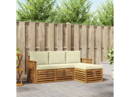 Vidaxl Conjunto De Sofás Para Exterior 4 Pcs Natural E Creme