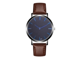 Relógio de pulso masculino Zhoulianfa com mecanismo de quartzo e pulseira de couro PU, estilo minimalista para negócios, marrom escuro.