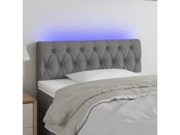 Vidaxl Cabeceira Cama C/ Luzes Led Tecido 100x7x78/88cm Cinza-escuro