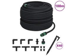 Vidaxl Mangueira Para Rega Gota-a-gota De Jardim 100 M Borracha Preto