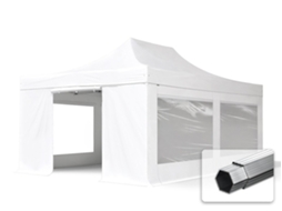 Tenda Dobrável 4x6m, Alumínio Profissional De 50 Mm, Laterais Com Janelas Panorâmicas, Branca
