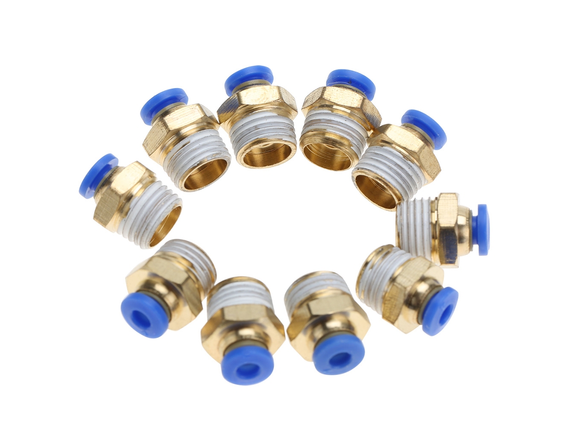 Conector Reto Roscado Macho Pneumático 4mm 10un