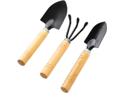 Conjunto de herramientas de jardín mini, 3 piezas con mango de madera, anti ferrugem, para plantas en vasos | S/MARCA