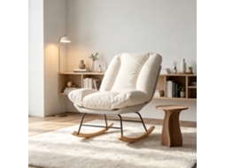 Cadeira De Baloiço Ajustável Reclinável,tecido Linho Bege E Tecido Técnico Cinza,poltrona Com Encosto Modular Para Sala De Estar E Quarto