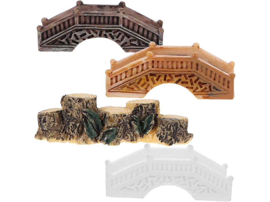 Inoomp Kit de 4 Miniaturas de Ponte Decorativa em Pvc para Jardins em Miniatura e Microcenários. Formato de Arco CHABERLU