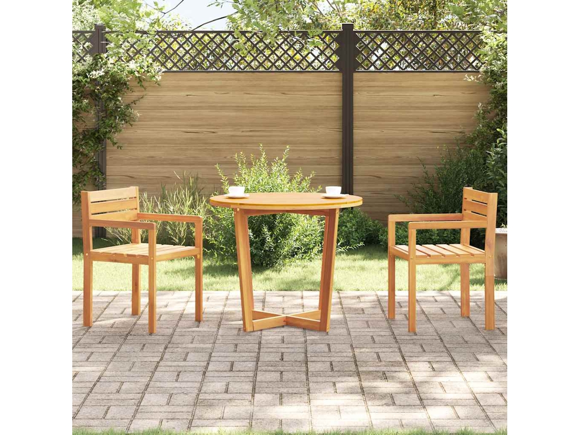 Vidaxl Mesa De Jantar Redonda Para Jardim, Ø90x75 Cm, Em Madeira Maciça De Acácia