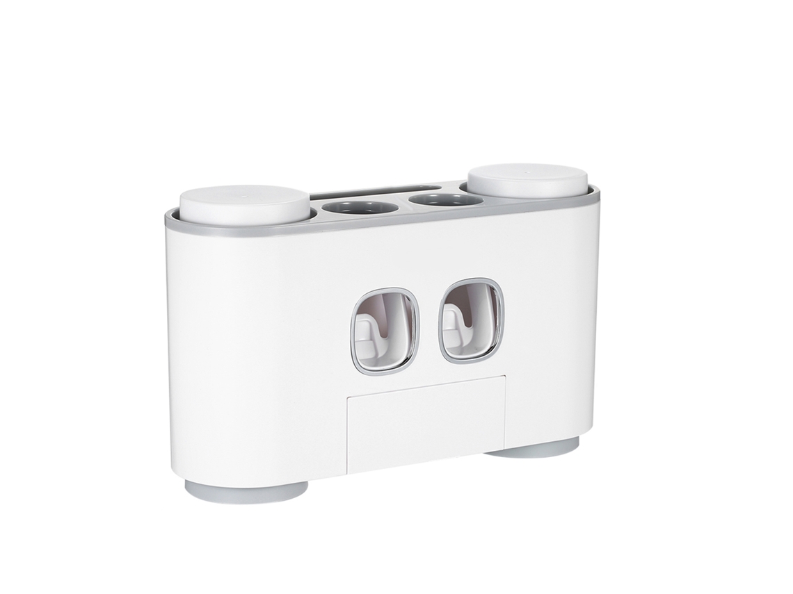 Suporte para Escovas de Dentes Montado na Parede com 2 Dispensadores de Creme Dental 4 Copos e 5 Slots S/MARCA