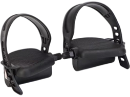 Pedais antiderrapantes para bicicleta ergonômica com altura ajustável.