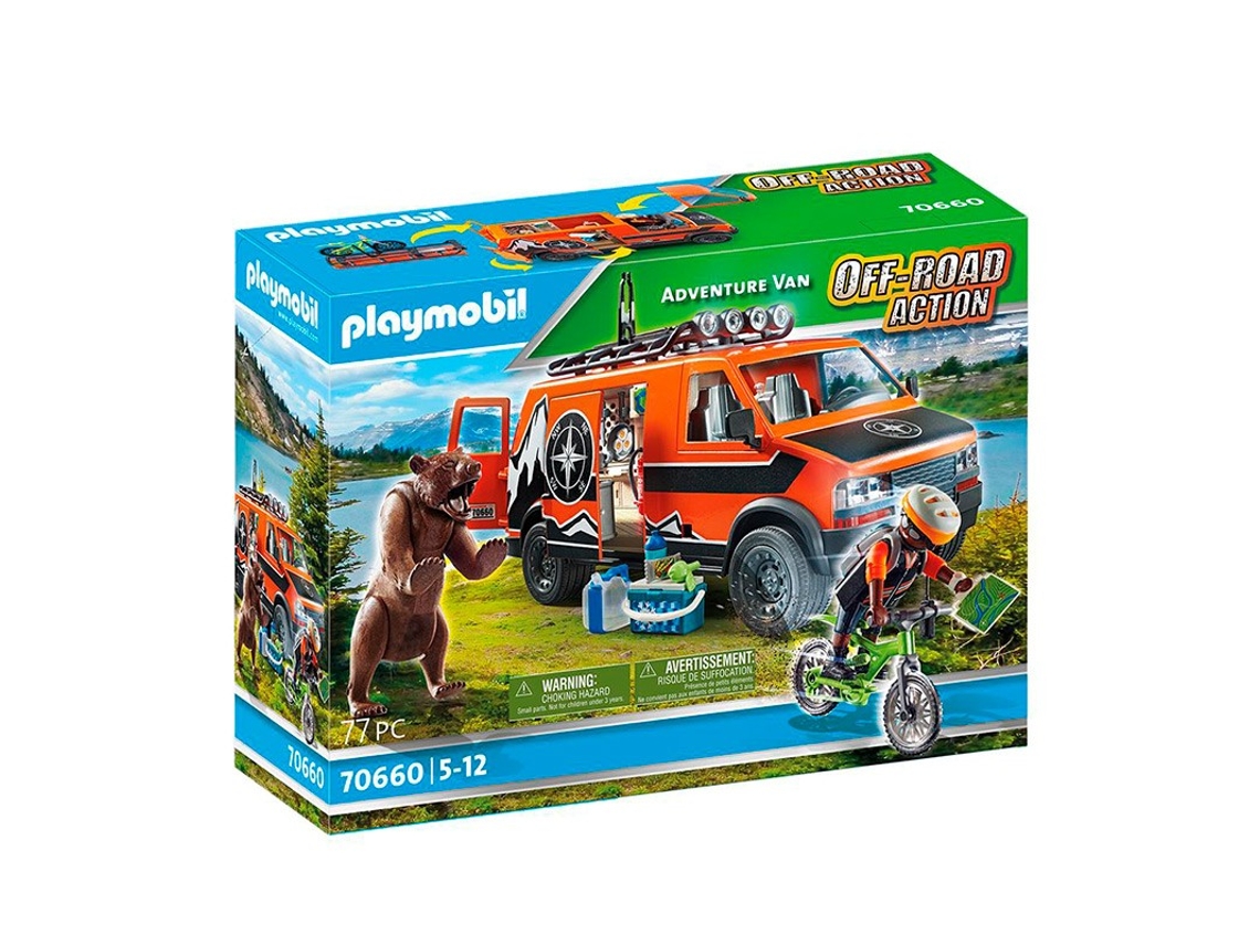 PLAYMOBIL Carrinha de Aventura com Urso e Ciclista 70660 (Idade mínima: 1 ano)
