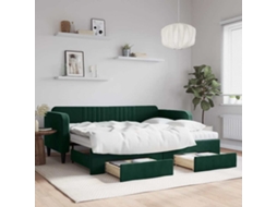 Vidaxl Sofá cama C/ Gavetão e Gavetas 90x200 Cm Veludo Verde escuro