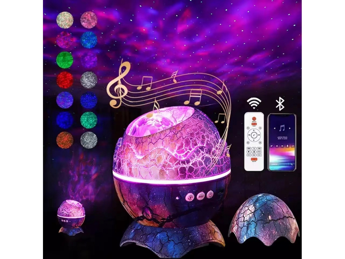 Lâmpada Projetora de Estrelas e Galáxias em Led, com Função Sono Tranquilizante, Reprodutor de Música para Festas BRILVIBERA