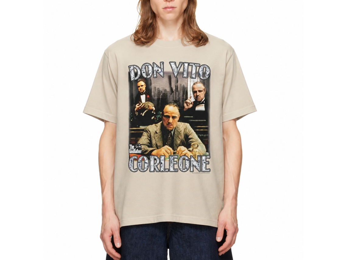 Rockinstone Godfather Movie Don Vito Collage Solid Sand Adult T-shirt Size:xl