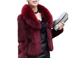Fasst abrigo de Pelo Falso para Mulher, Inverno, Grosso, Quente, com Bolsos, para Escritório, Festa, Cocktail, Viagem