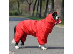 Impermeável De Chuva Para Cães De Tamanho Grande, Médio E Pequeno Com Capuz, Cor Vermelha E Azul, De Poliéster Rojo Tamanho 12-3.5kg