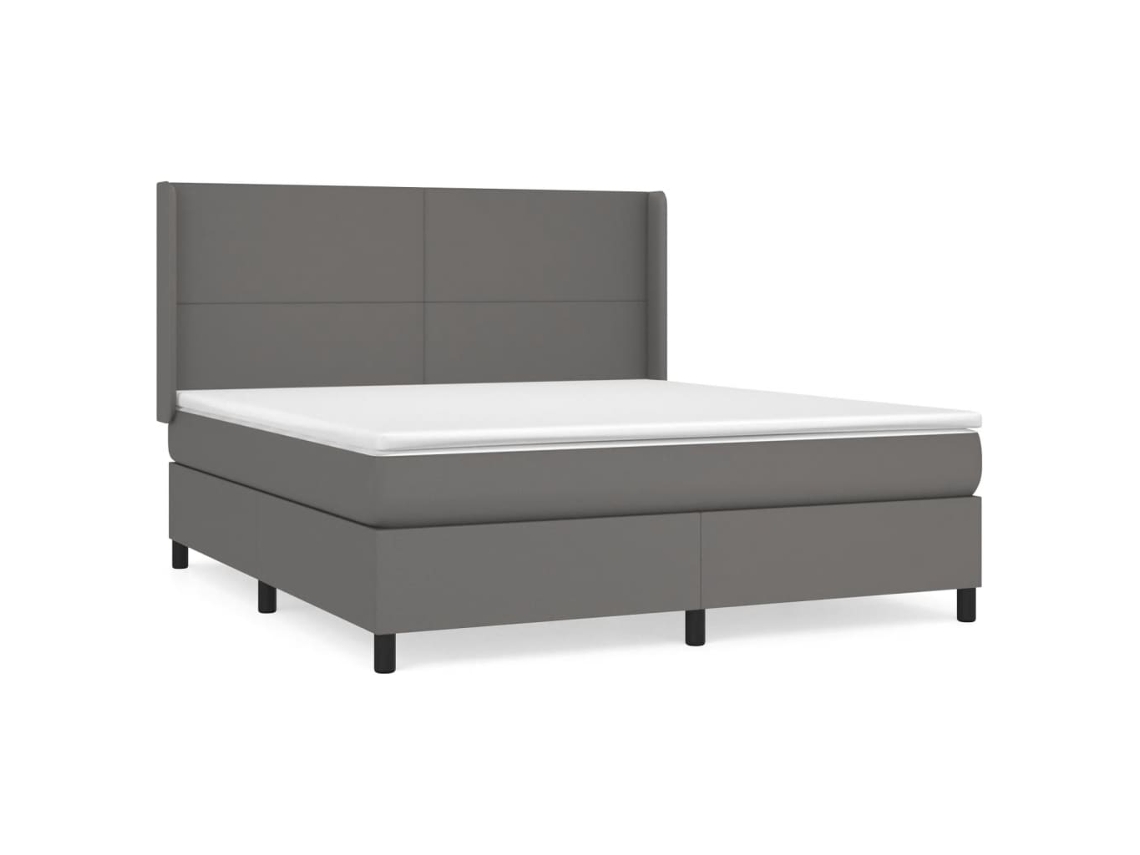 Cama com Molas Couro Artificial Cinza MAISON EXCLUSIVE 180x200 cm