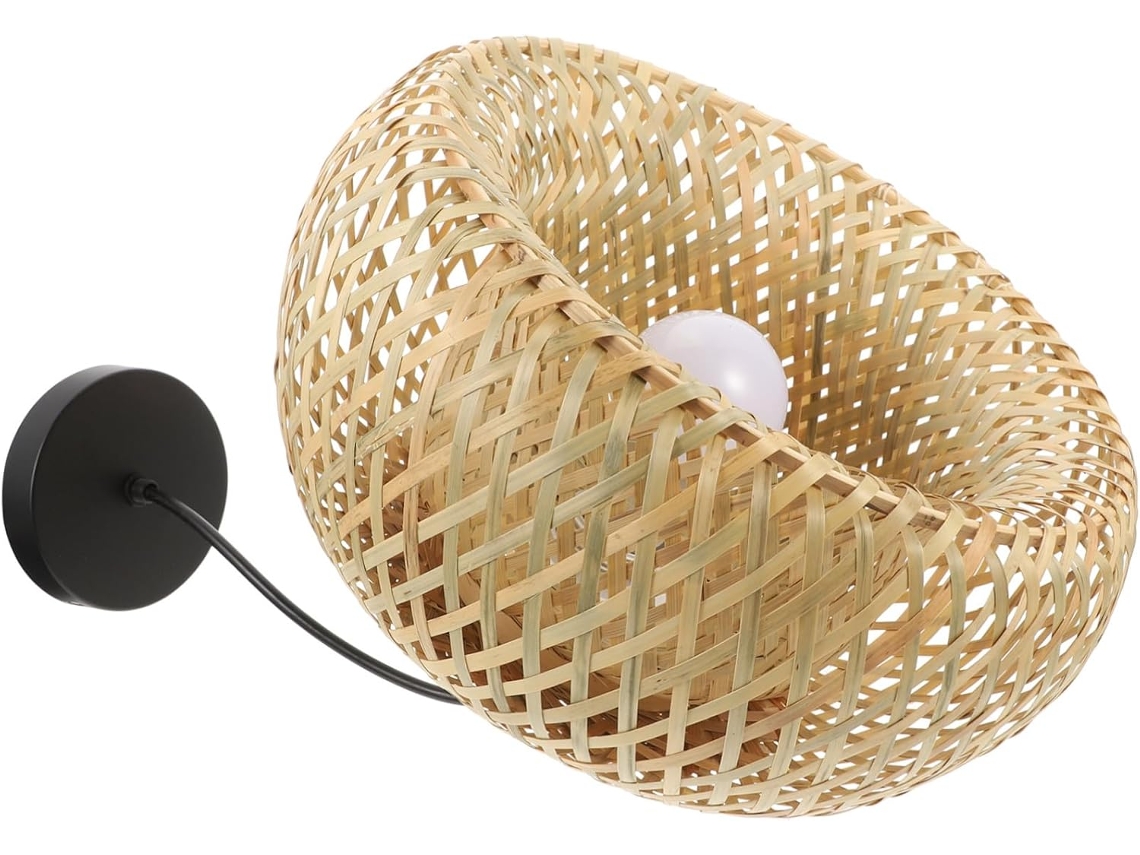 Luminária Pendente de Bambu Trançado com Fonte de Luz Natural, Ideal para Sala de Estar, Restaurante e Outros Ambientes. SFUSHOS