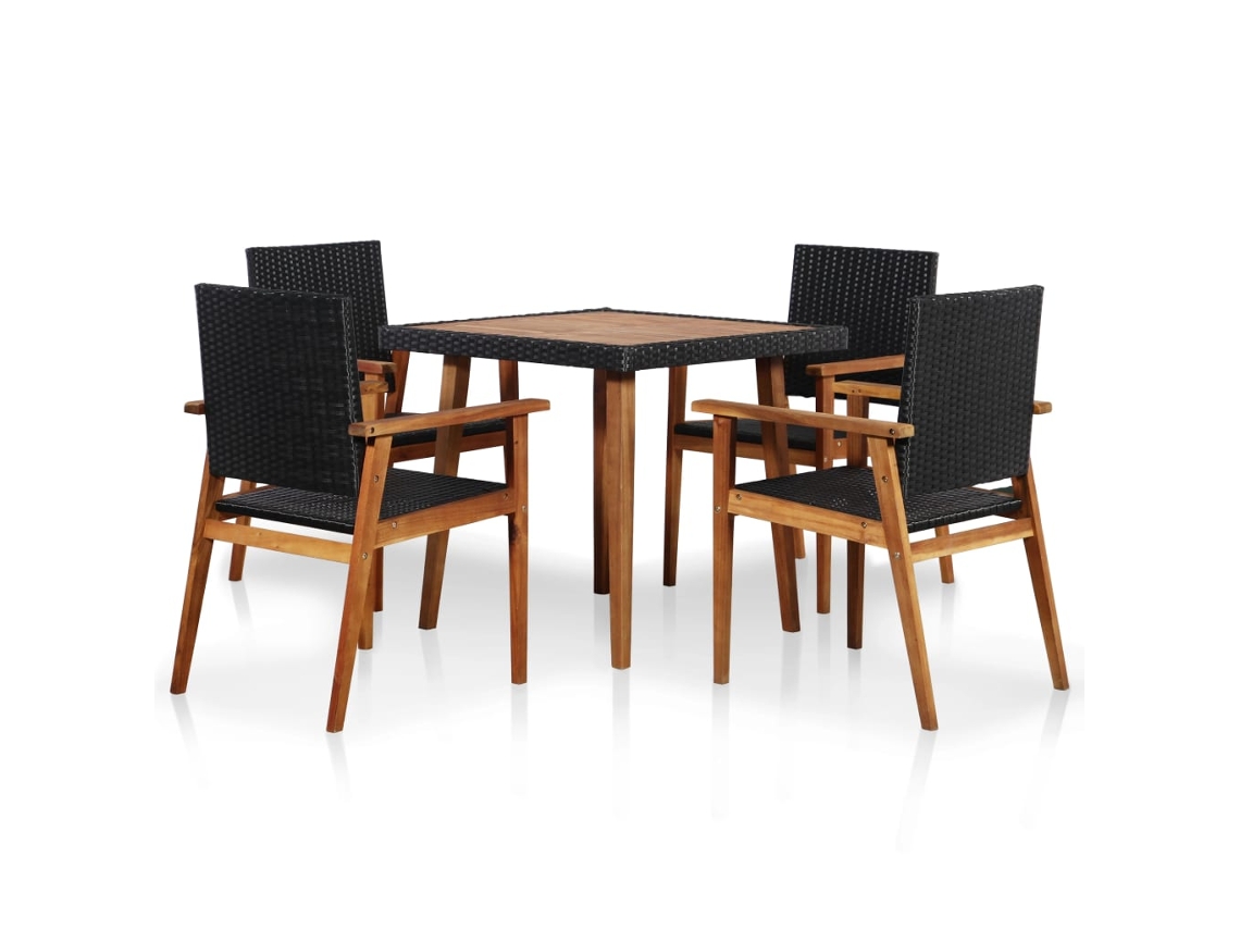 Dining Set, Dining Sets Vidaxl Preto Rattan / Vime (n/a)